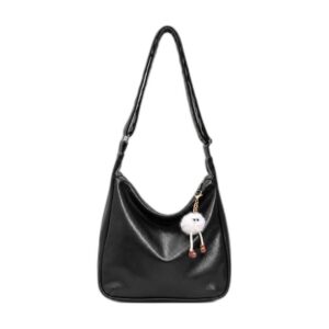 black crossbody shoulder bag on clean white background