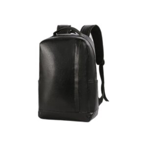 black PU laptop backpack on clean white background