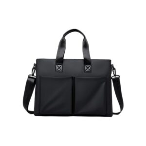 black laptop briefcase bag on clean white background