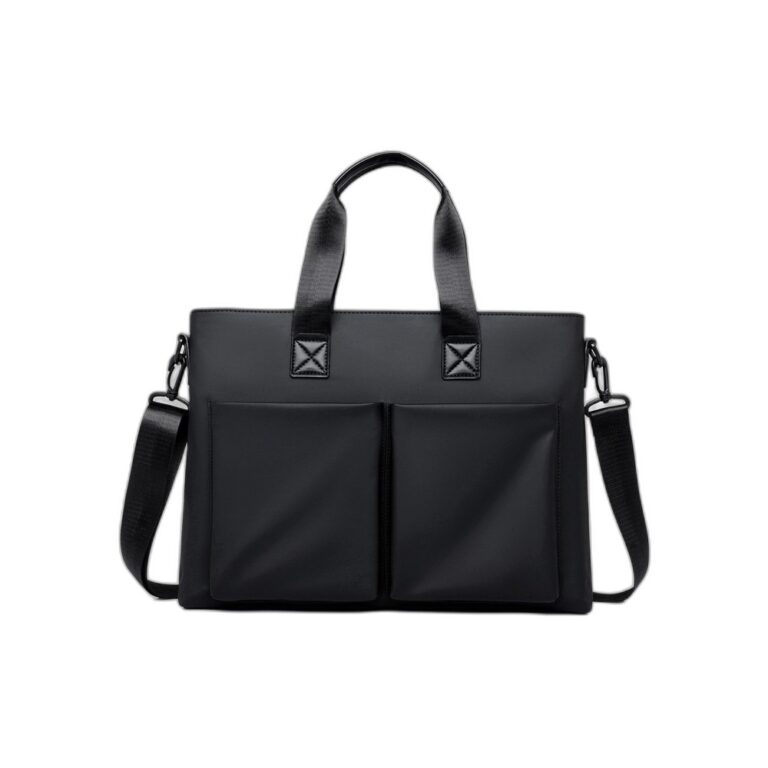 black laptop briefcase bag on clean white background