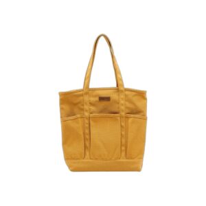 yellow canvas tote bag on clean white background